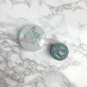 Small Floral Ceramic Container & Mini Earthenware Crab Container